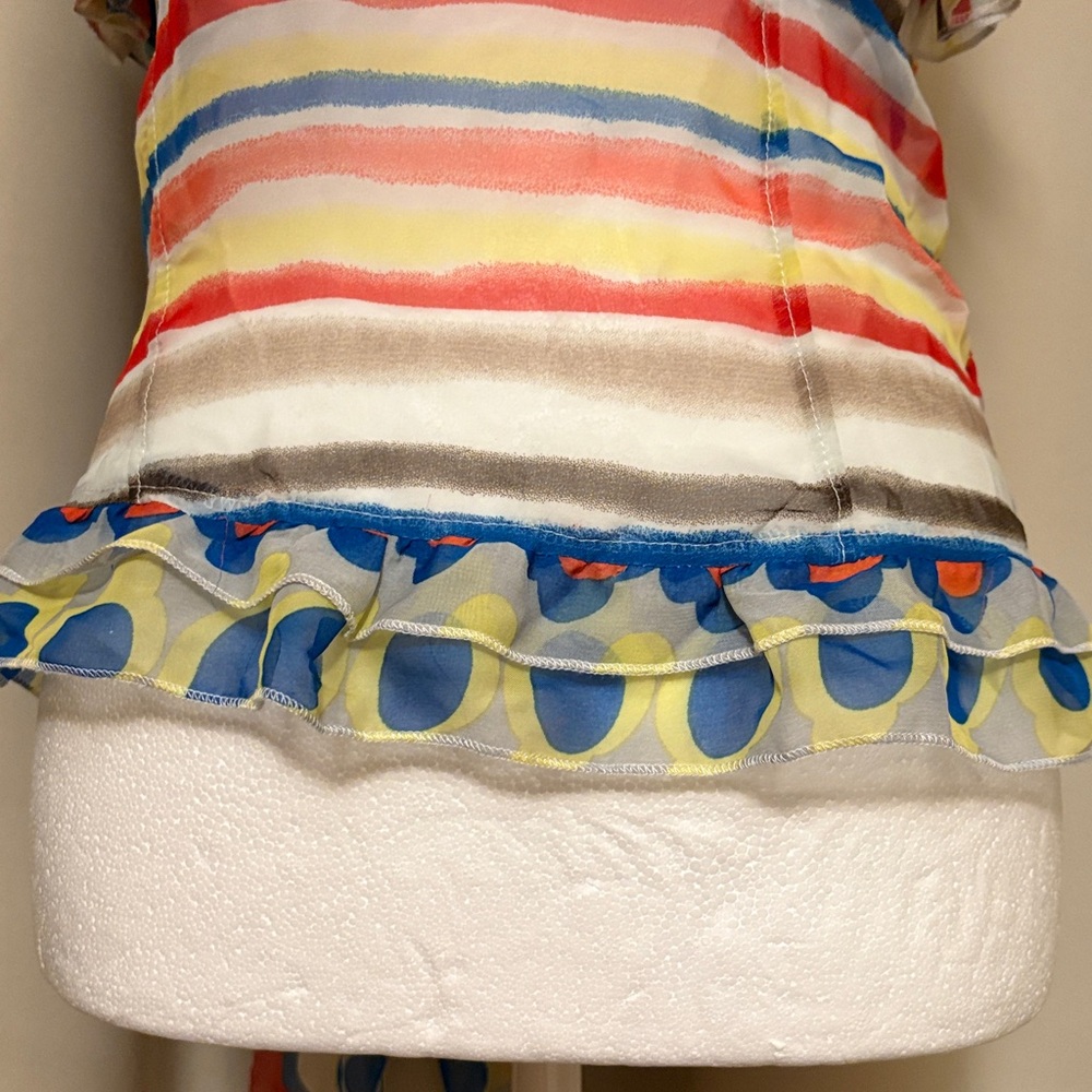 Roly Poly Colorful Ruffled Strapless Top L - Picture 3 of 7
